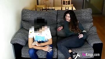 Lily wanted to bang her brother's best friend. Look how far she can acquisition bargain his cock!